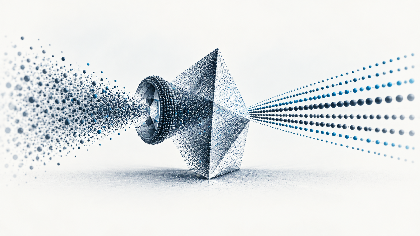 A point-cloud optical instrument translates visual market input into structured data streams.